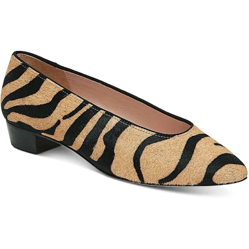 Loeffler Randall tan and black tiger hair calf Simone flats
